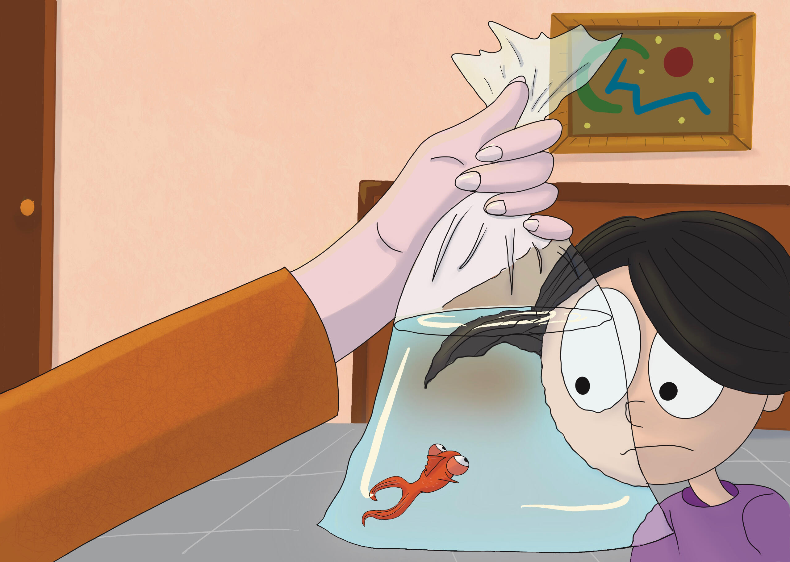 Pez, regalo, bolsa, sorpresa